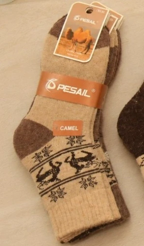 Pesail 3055 wz.22 Camel Wik жіночі зимові шкарпетки з оленями - бежеві