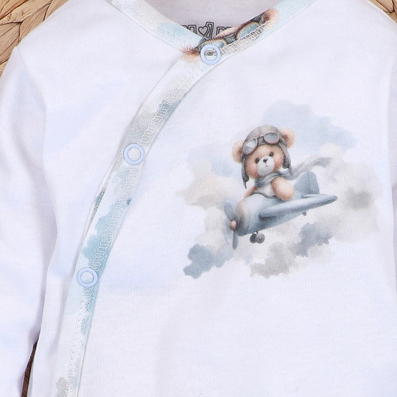 NINI ABN-5742/BIA Органічне боді на запах Baby Bear Pilot біле