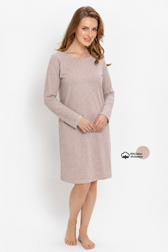Нічна сорочка Taro Norella 3643 з бавовни, довгий рукав, смужки