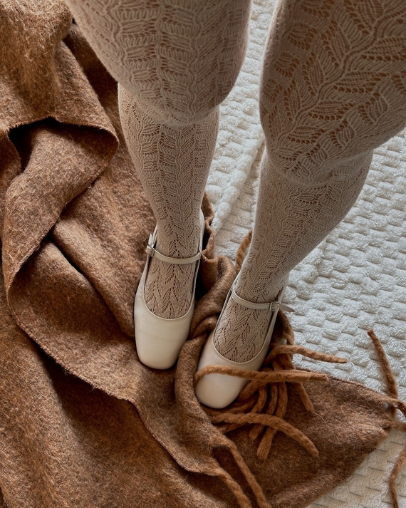Бавовняні колготки Gabriella Cashmir wz.105 150 den latte/відтінок бежевого – теплі, ажурні