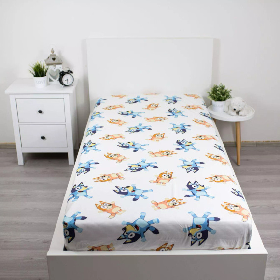 Простирадло бавовняне на гумці 90x200 Bluey 061 Jerry Fabrics біле
