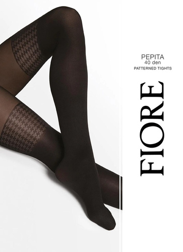 Fiore G6140 Pepita Black Колготки 40 DEN з імітацією панчіх у візерунок "пепіта"