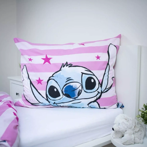 Постільна білизна Lilo i Stitch JF24 140x200 рожева зірки 100% бавовна