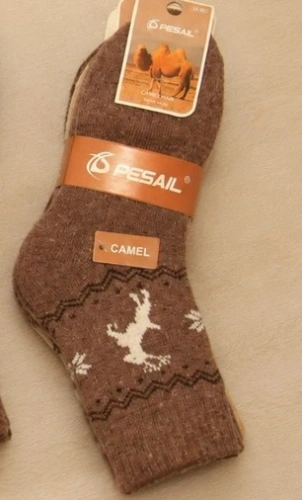 Pesail 3055 wz.22 Camel Wik жіночі зимові шкарпетки з оленями - 3 коричневі