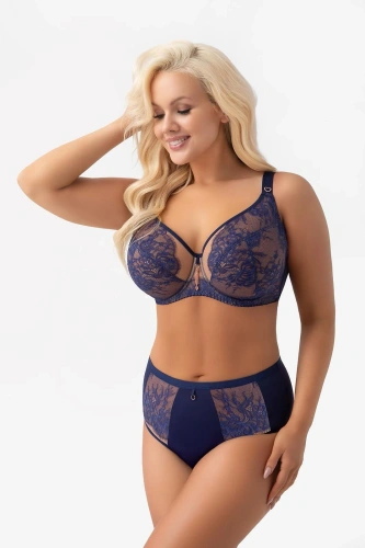 Gorsenia G024 Desire бюстгальтер soft темно-синій для великого бюста з кісточками
