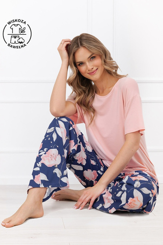 Піжама жіноча Italian Fashion Ardizja довга, віскоза, бавовна, квіти